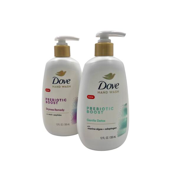 NEW Dove Prebiotic Boost 12 oz Hand Wash Gentle Detox Dryness Remedy Pack of 2 - Picture 1 of 3